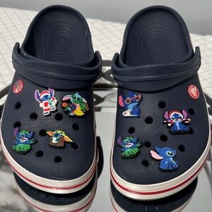 CROCS Navy Sandals with Cartoon Charms